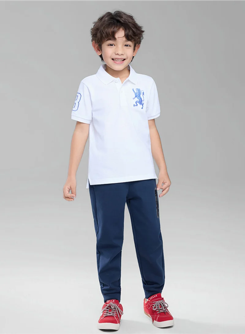 GIORDANO Kids’ Slim Fit Lion Embroidered Cotton Polo